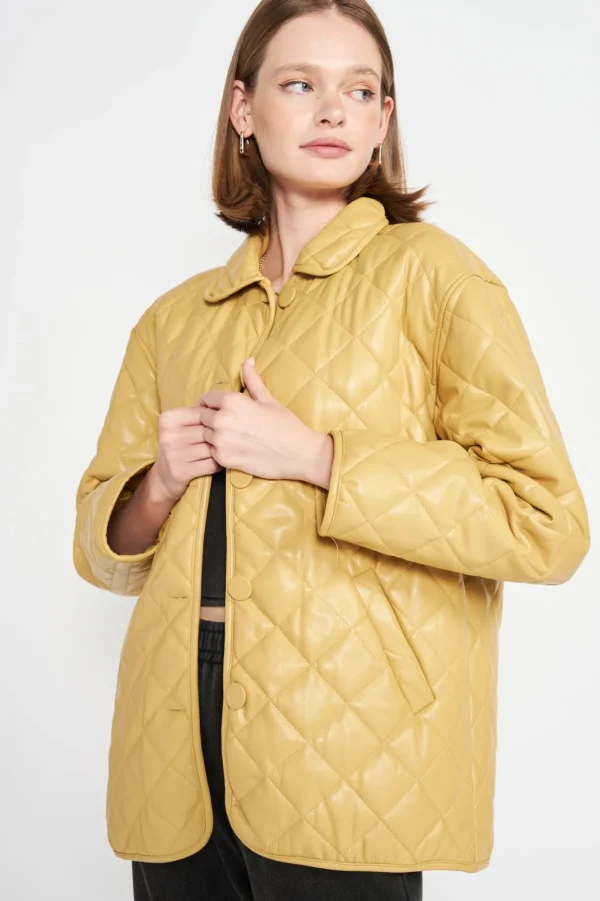 Carly Quilted Pu Jacket*Emory Park Clothing Clearance
